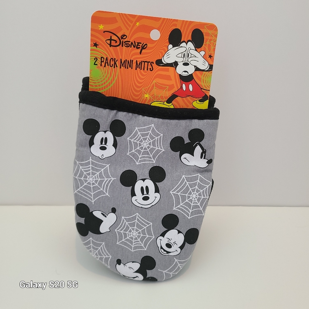 Disney Mickey Mouse Halloween Mini-Mitts set of w/ Mickey's face & spiderwebs